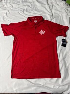 New Era Calgary Stampeders CFL Official Sideline Polo Red Size S NWT Performance